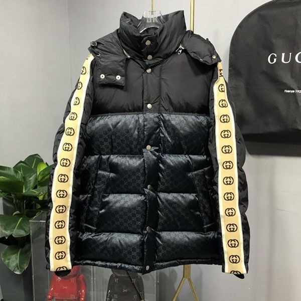 希少 グッチ GGコットン キャンバス ダウンジャケット 本物 guj38675