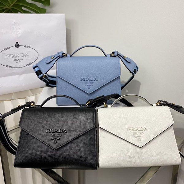 超話題!プラダ モノクローム サフィアーノ レザー バッグ 本物 puo64777