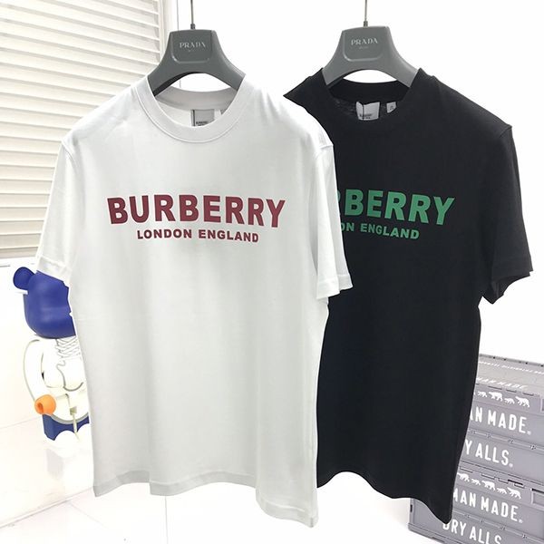目を惹くカラーバーバリー ロゴコットンオーバーサイズTシャツ 本物 2色 Bax06236