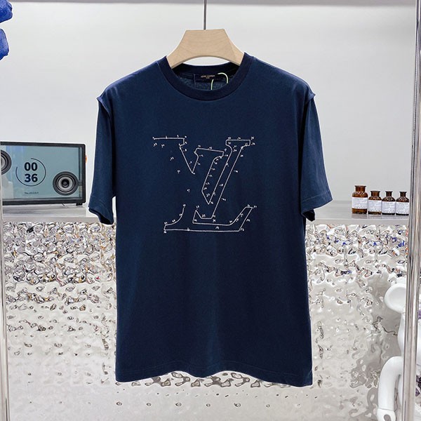 春夏新作 ルイヴィトン 本物 LVステッチプリント&刺しゅうTシャツ◇やっと出会えた最高傑作に◆ 1A96L0
