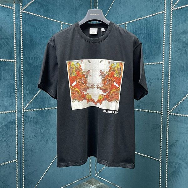 バーバリー 本物 マッププリント コットン オーバーサイズTシャツ Bab84516
