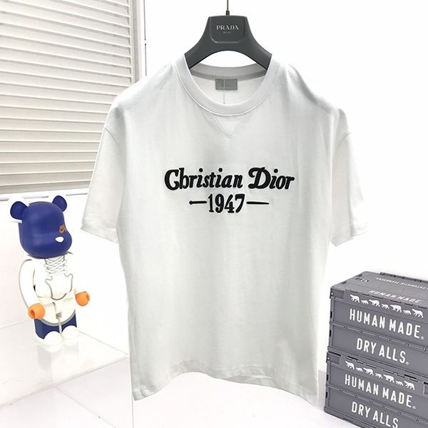 一目惚れディオール CD 1947 Tシャツ 本物 コットン リラックス フィット deg48834