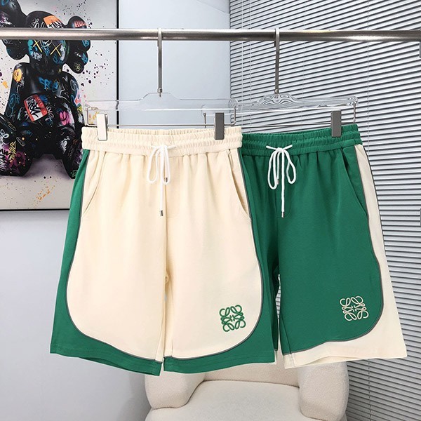 《大人気》ロエベ ハーフショートパンツ 本物 コットン グリーン/ホワイト lor71866