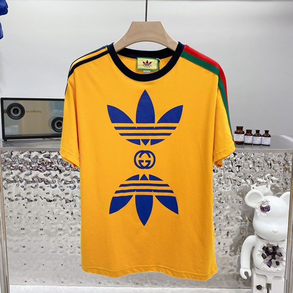21-22AW ディダス×グッチ コットン ジャージ Tシャツ 本物 gue57855