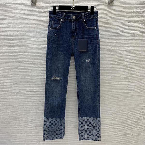 高品質ルイヴィトン デニムパンツ 本物 モノグラムパッチワーク vuo70510